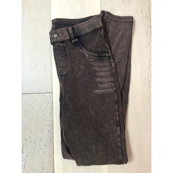 HUE Denim - HUE Espresso Brown Faded Denim Leggings Jeggings Small Style 20652 High Rise